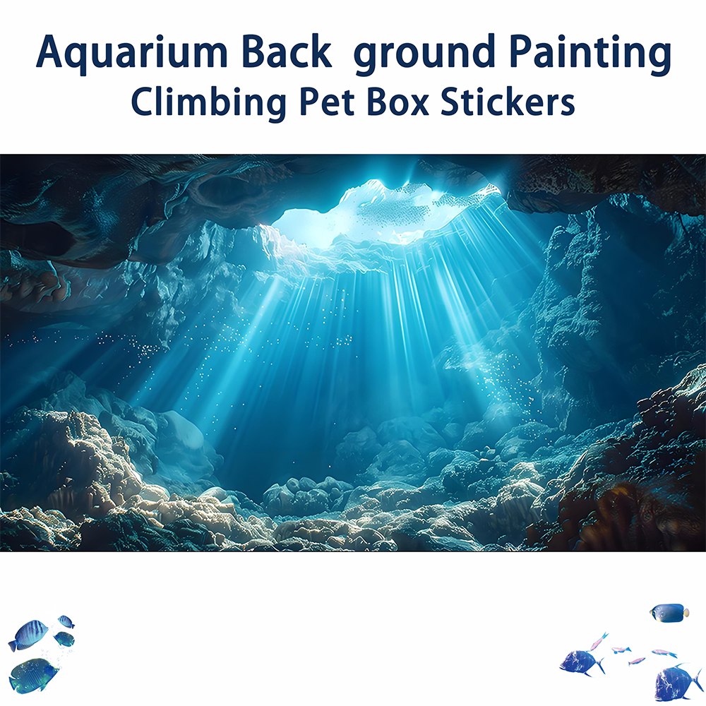 Aquarium Fish Hide - Sunshine Cave, Fish Tank Background Painting,