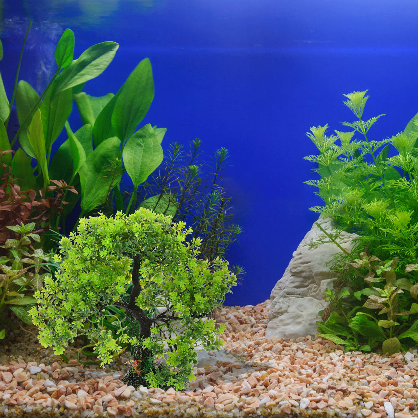 Aquarium Fish Hiding Spot - Green Artificial Aquarium Tree Decor for